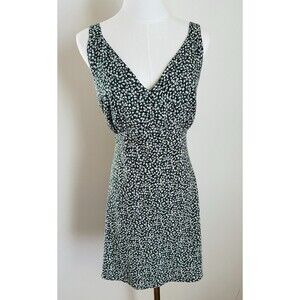 Abercrombie & Fitch Green Floral Mini Dress Womens Large Sleeveless V-Neck Fit &